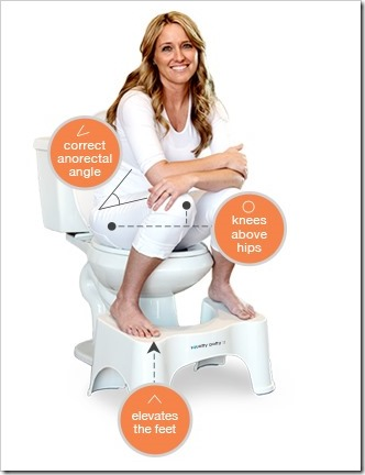 Woman sitting on the toilet with the correct posture