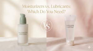 An image showing a moisturizer and lubricant with the text "which do you need"